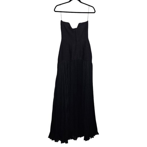 Alexis Sunniva Pleated Strapless Black Maxi Dress Gown - Picture 7 of 13